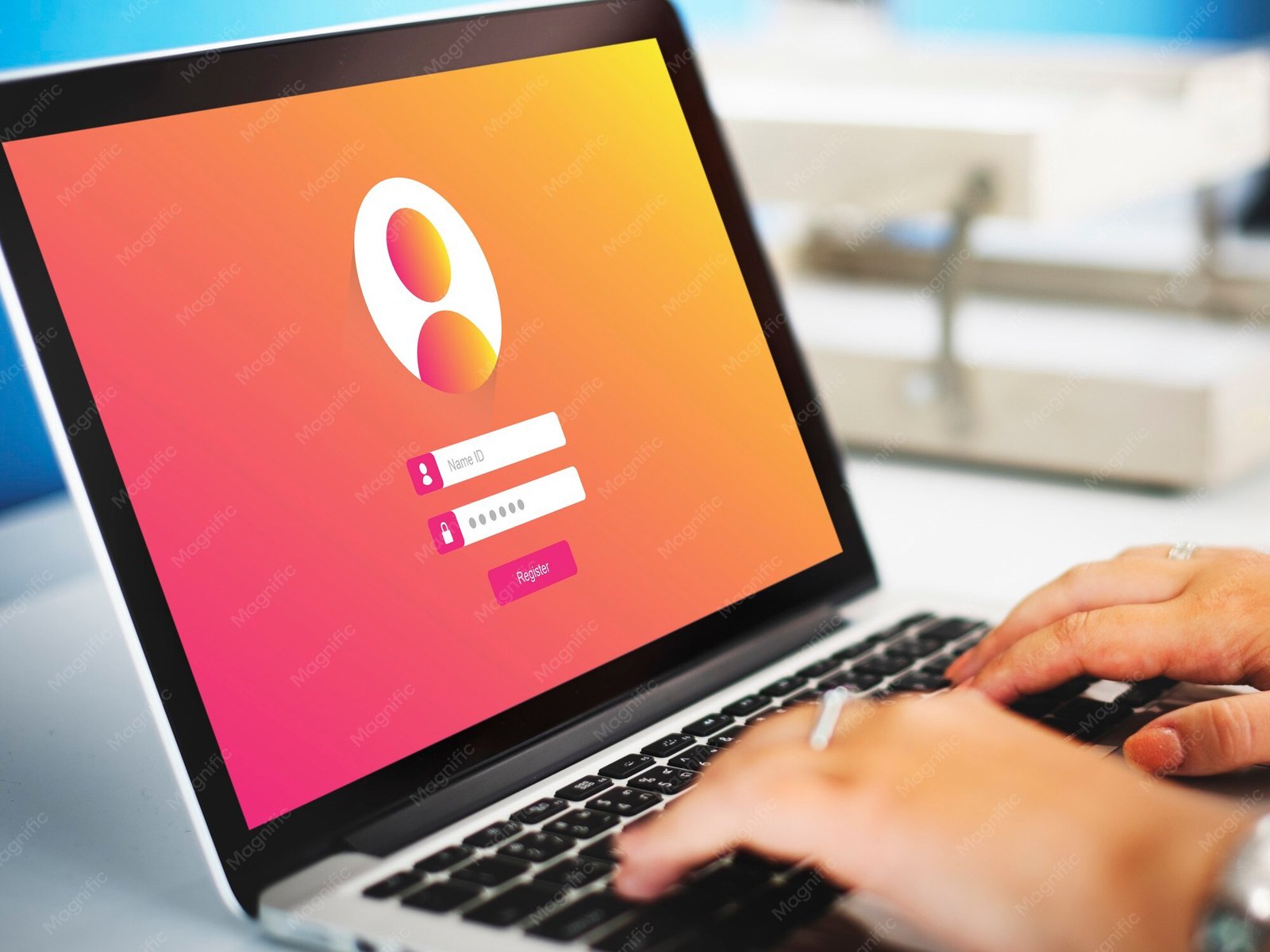 User login form with a password field and privacy concept