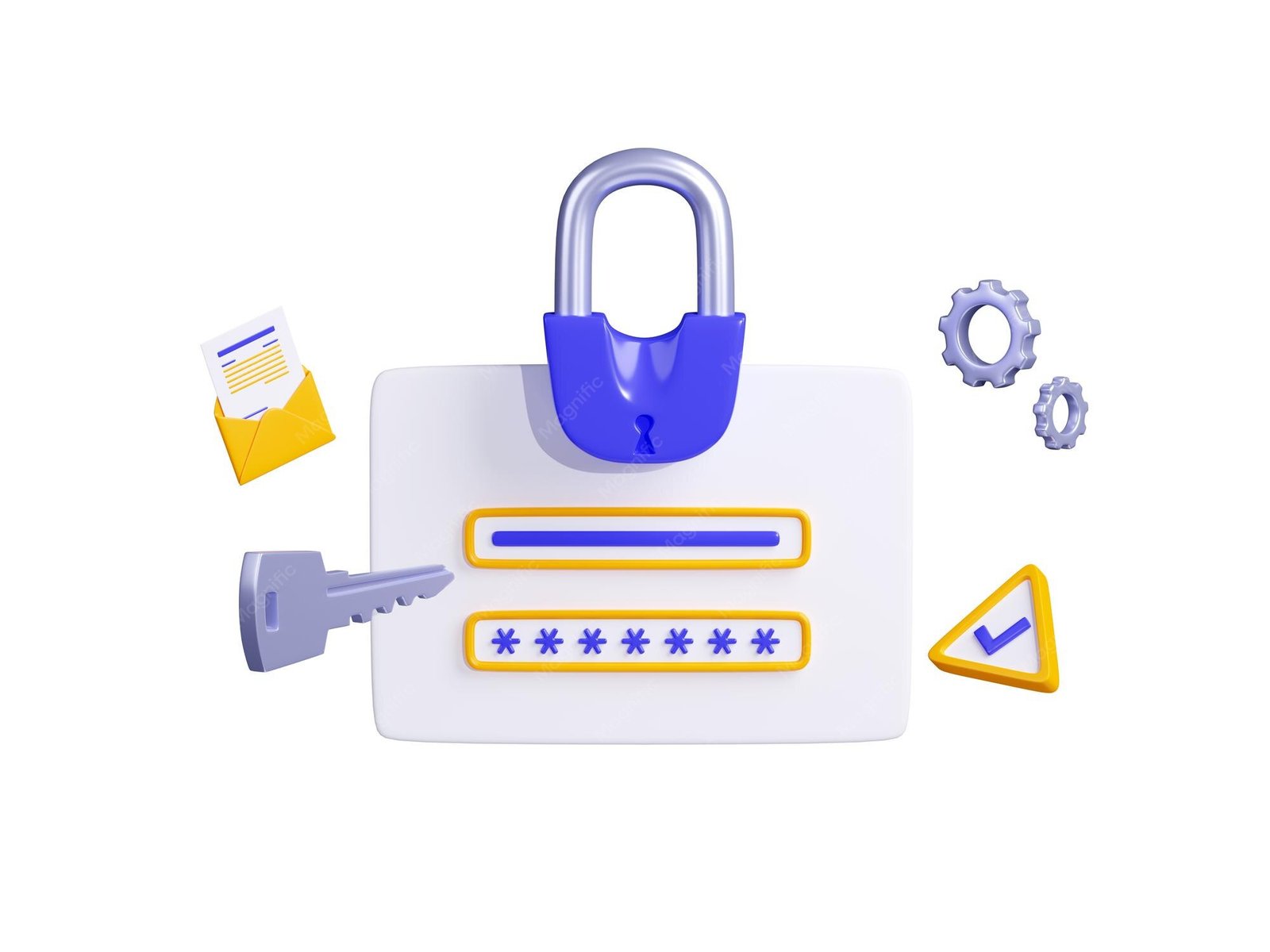Cybersecurity concept with a padlock and login password fields