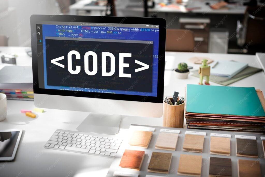 Programming concept showing lines of code on a screen