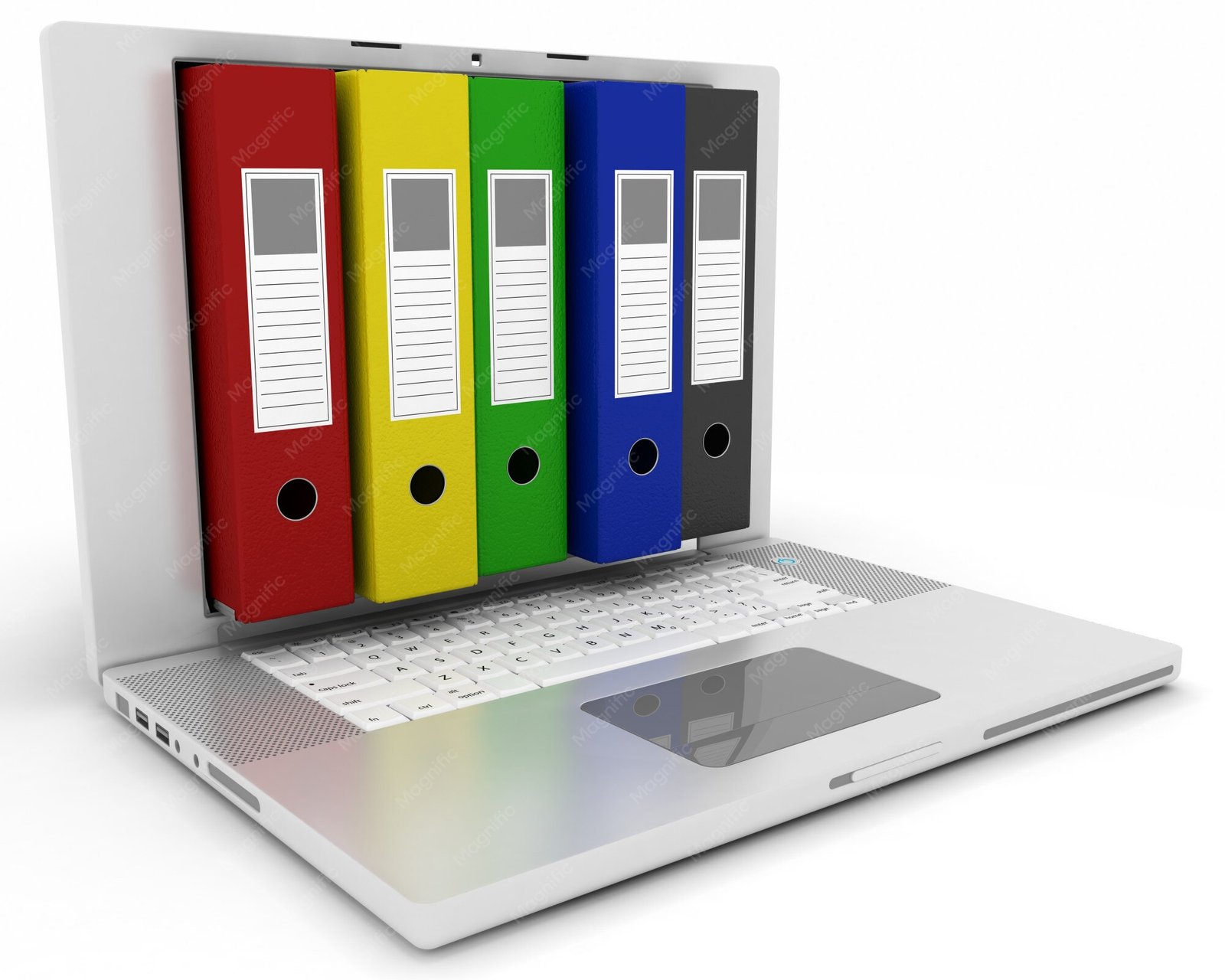 Digital archiving and storage concept with file folders